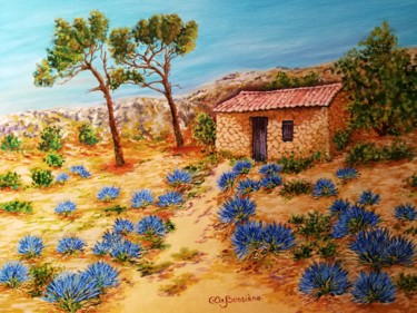 Au pied de Ste Victoire Peinture intitulée "Au pied de Ste Vict…" par Cécile Labossière, Œuvre d'art originale, Huile