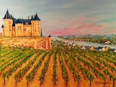 Painting titled "Le château de Saumur" by Cécile Labossière, Original Artwork, Oil