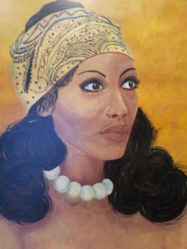 Peinture intitulée "visage-jeune-femme.…" par Cécile Labossière, Œuvre d'art originale