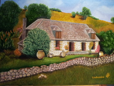 Painting titled "la-pagerie-maison-n…" by Cécile Labossière, Original Artwork, Oil