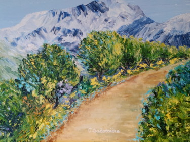 Peinture intitulée "la-montagne-ste-vic…" par Cécile Labossière, Œuvre d'art originale, Huile