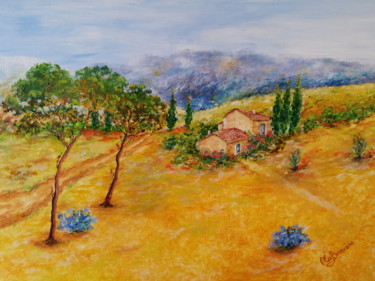 Painting titled "La vallée aux Fées…" by Cécile Labossière, Original Artwork, Oil