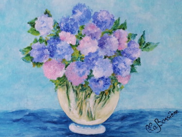 Painting titled "Le-bouquet-d-horten…" by Cécile Labossière, Original Artwork, Oil