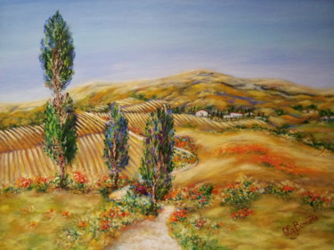 Peinture intitulée "Terre de Toscane.01…" par Cécile Labossière, Œuvre d'art originale, Huile
