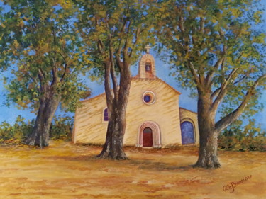 Painting titled "chapelle-de-l-abbay…" by Cécile Labossière, Original Artwork, Oil