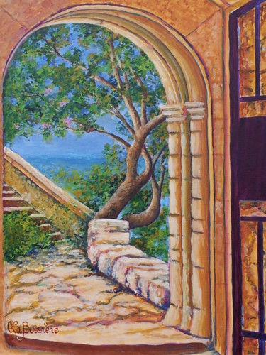 Painting titled "Vue depuis le Châte…" by Cécile Labossière, Original Artwork, Oil