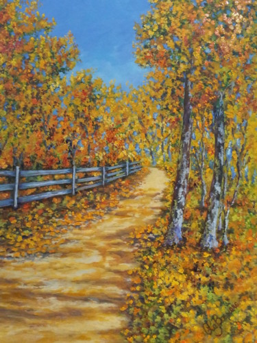 Painting titled "Lumières d'automne" by Cécile Labossière, Original Artwork