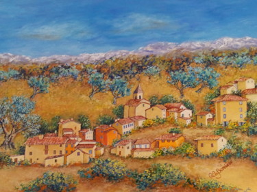 Painting titled "Le village de Coti-…" by Cécile Labossière, Original Artwork