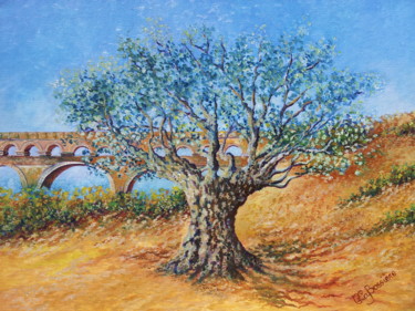 Peinture intitulée "L'olivier millénair…" par Cécile Labossière, Œuvre d'art originale, Huile