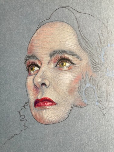 Drawing titled "Amélie Nothomb" by Cécile Mordillo, Original Artwork, Pencil
