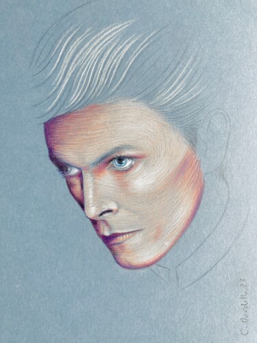 Drawing titled "David Bowie" by Cécile Mordillo, Original Artwork, Pencil
