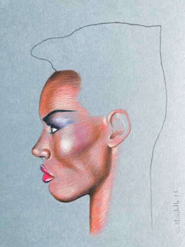 Dibujo titulada "Grace Jones" por Cécile Mordillo, Obra de arte original, Lápiz