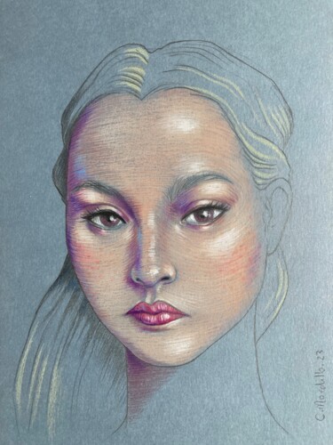 Dessin intitulée "Devon Aoki" par Cécile Mordillo, Œuvre d'art originale, Crayon