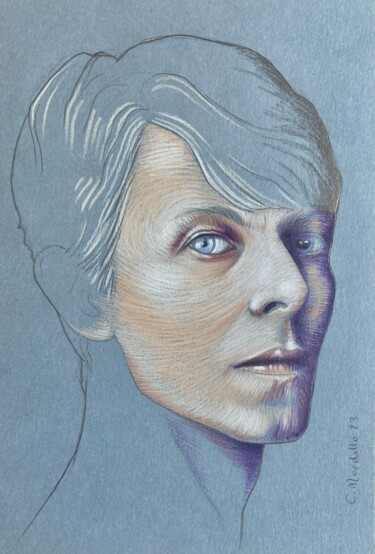Dibujo titulada "David Bowie 2" por Cécile Mordillo, Obra de arte original, Lápiz