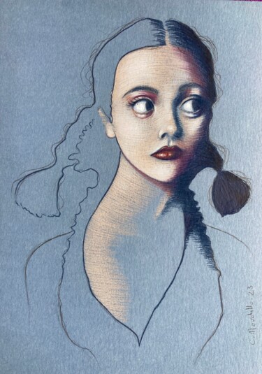 Drawing titled "Christina Ricci" by Cécile Mordillo, Original Artwork, Pencil