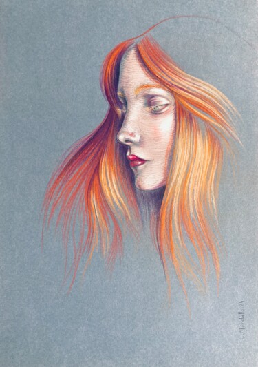 Desenho intitulada "Ginger" por Cécile Mordillo, Obras de arte originais, Lápis