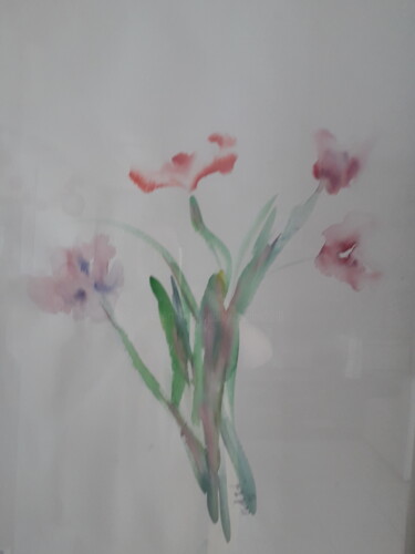 Peinture intitulée "Fleurs en transpare…" par Cecile Vale, Œuvre d'art originale, Aquarelle
