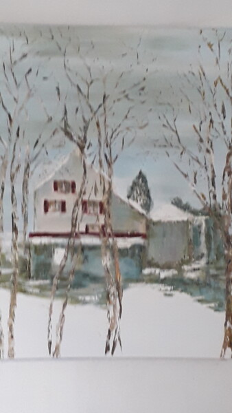 Pintura intitulada "Un matin d'hiver" por Cecile Vale, Obras de arte originais, Óleo