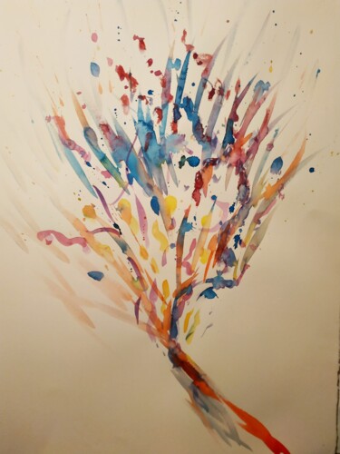 Peinture intitulée "Joie en bouquet" par Cecile Vale, Œuvre d'art originale, Aquarelle