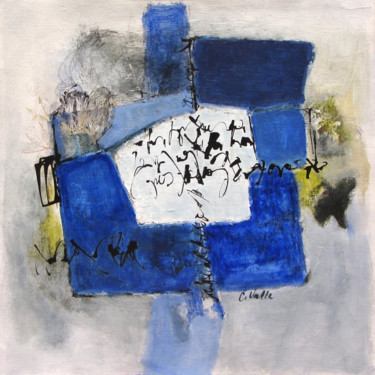 Pintura intitulada "J'écoute la pluie" por Cécile Valle, Obras de arte originais, Pigmentos
