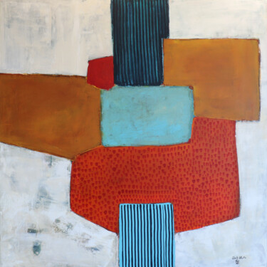 Painting titled "Totem-90.1" by Cécile Valle, Original Artwork, Pigments Mounted on Wood Stretcher frame