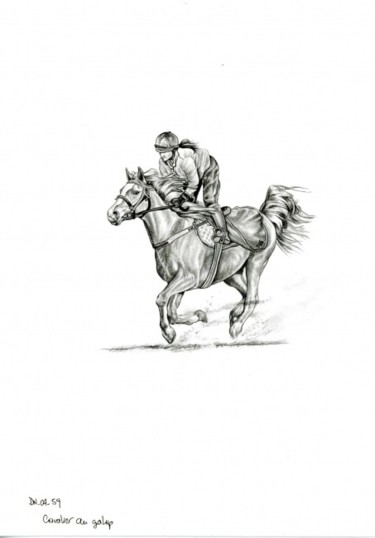 Drawing titled "Cavalier" by Cécile Aquisti, Original Artwork