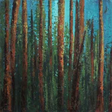 Peinture intitulée "SOUS-BOIS ESTIVAL" par Cécile Delaveau, Œuvre d'art originale, Acrylique