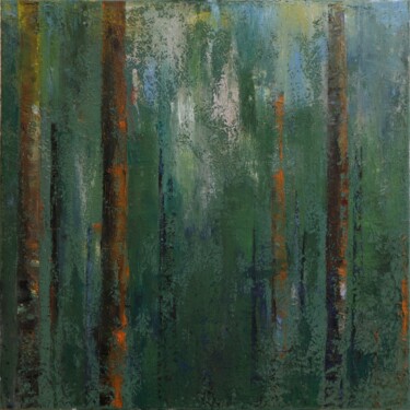 제목이 "SOUS-BOIS MYSTERIEUX"인 미술작품 Cécile Delaveau로, 원작, 기름 나무 들것 프레임에 장착됨