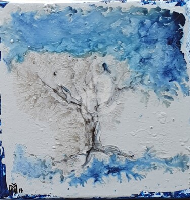 Painting titled "Blue tree" by Cecile Gonne Victoria, Original Artwork, Acrylic