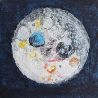 Painting titled "Full Moon" by Cecile Gonne Victoria, Original Artwork, Acrylic