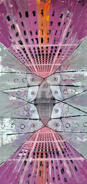 Painting titled "Grande Arche Rose" by Cecile Gonne Victoria, Original Artwork, Acrylic