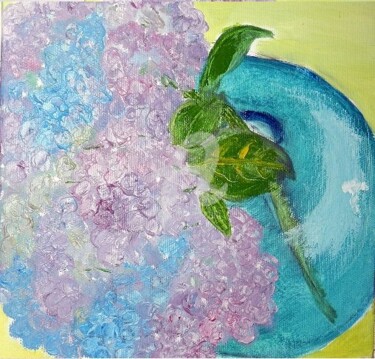 Painting titled "Hortensias" by Cecile Gonne Victoria, Original Artwork