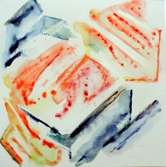 Painting titled "2 rives - Etude abs…" by Cecile Gonne Victoria, Original Artwork, Watercolor