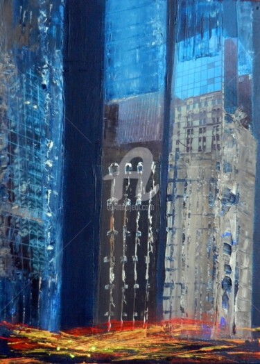 Painting titled "Reflet building Mon…" by Cecile Gonne Victoria, Original Artwork