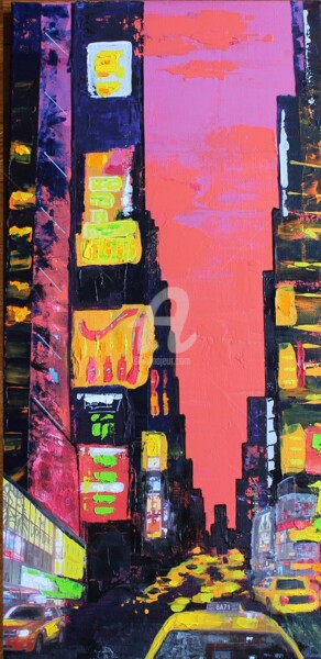 Schilderij getiteld "Time Square pink" door Cecile Gonne Victoria, Origineel Kunstwerk, Anders