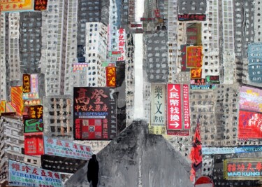 Schilderij getiteld "hong kong blade run…" door Cecile Gonne Victoria, Origineel Kunstwerk