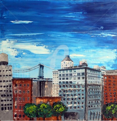 Картина под названием "Brooklyn docks" - Cecile Gonne Victoria, Подлинное произведение искусства