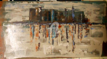 Painting titled "New York sky line o…" by Cecile Gonne Victoria, Original Artwork