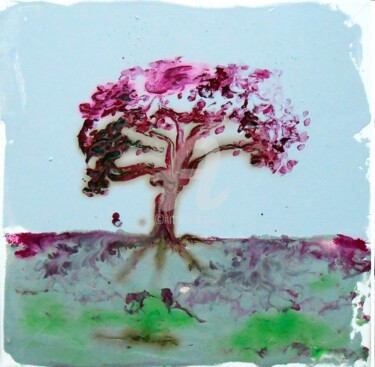 Pintura intitulada "Cerisier en fleurs" por Cecile Gonne Victoria, Obras de arte originais