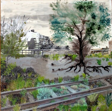 Painting titled "High Line NY Nature…" by Cecile Gonne Victoria, Original Artwork, Acrylic