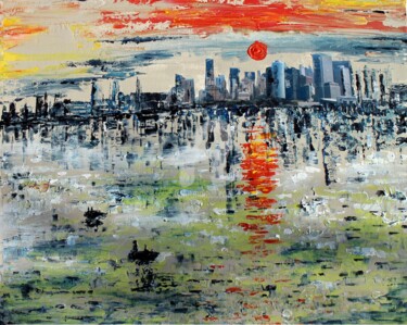 Peinture intitulée "Manhattan sud impre…" par Cecile Gonne Victoria, Œuvre d'art originale