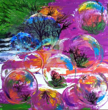 Peinture intitulée "bulles de nature" par Cecile Gonne Victoria, Œuvre d'art originale, Acrylique
