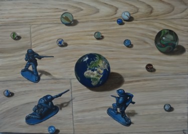 Malerei mit dem Titel "Dangerous game" von Cécile Pardigon, Original-Kunstwerk, Öl