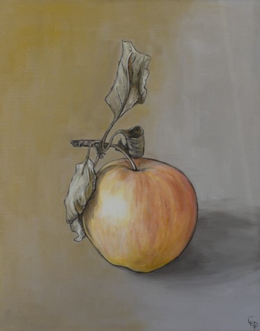 Painting titled "Apple" by Cécile Pardigon, Original Artwork, Oil