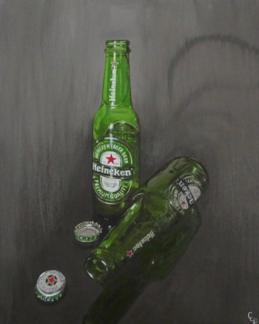 Pintura intitulada "Empty bottles" por Cécile Pardigon, Obras de arte originais, Óleo