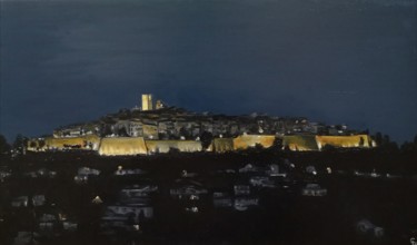 Painting titled "Saint Paul by night" by Cécile Pardigon, Original Artwork, Oil