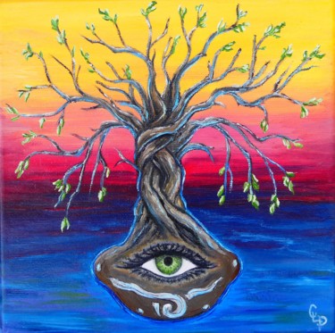 Painting titled "Third eye" by Cécile Pardigon, Original Artwork, Oil