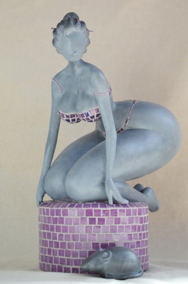 Скульптура под названием "Nana Panique" - Cécile Perrichard, Подлинное произведение искусства, Гипс