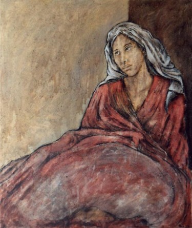 Peinture intitulée "femme au drapé" par Cécile Rateau, Œuvre d'art originale