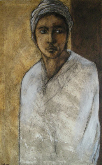 Painting titled "regard lointain" by Cécile Rateau, Original Artwork